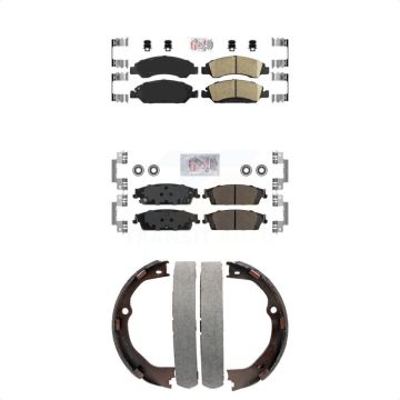 Front Ceramic Rear Semi-Metallic Disc Brake Pads Kit For GMC Chevrolet Sierra 1500 Tahoe KNN-100726