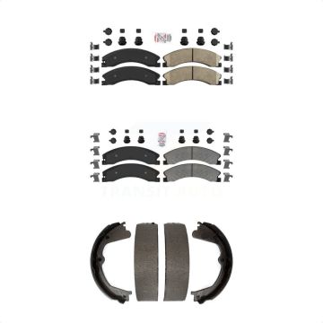 Front Ceramic Rear Semi-Metallic Disc Brake Pads Kit For Chevrolet GMC Silverado 2500 HD KNN-100785