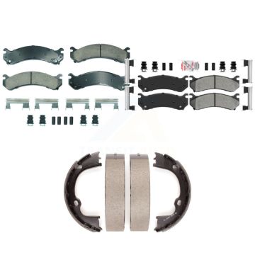 Front Ceramic Rear Semi-Metallic Disc Brake Pads Kit For GMC Chevrolet Silverado 2500 HD KNN-101253