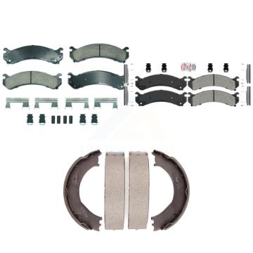 Front Ceramic Rear Semi-Metallic Disc Brake Pads Kit For Chevrolet GMC Silverado 3500 HD KNN-101257