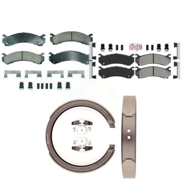 Front Ceramic Rear Semi-Metallic Disc Brake Pads Kit For GMC Chevrolet Sierra 2500 HD XL KNN-101262
