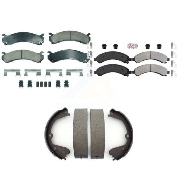 Front Ceramic Rear Semi-Metallic Disc Brake Pads Kit For 2008 Chevrolet Express 3500 GMC KNN-101285