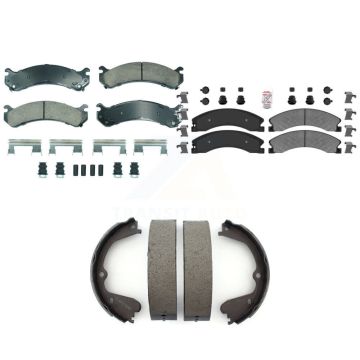 Front Ceramic Rear Semi-Metallic Disc Brake Pads Kit For Chevrolet Express 3500 GMC 4500 KNN-101321