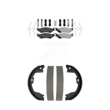 Front Rear Semi-Metallic Disc Brake Pads Kit For Ford F-450 Super Duty With 10 Lug Wheels KNN-101347