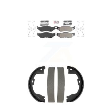 Front Rear Semi-Metallic Disc Brake Pads Kit For Ford F-450 Super Duty With 10 Lug Wheels KNN-101348