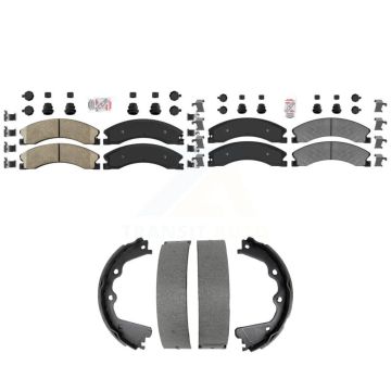 Front Ceramic Rear Semi-Metallic Disc Brake Pads Kit For GMC Chevrolet Sierra 2500 HD KNN-101467