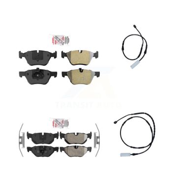 Front Rear Ceramic Disc Brake Pads And Wear Sensors Kit For 2013 BMW 128i 3.0L KNW-100035