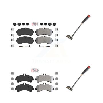 Front Rear Ceramic Disc Brake Pad Extra Wear Sensor Kit For 2009 Dodge Sprinter 3500 3.0L KNW-100085