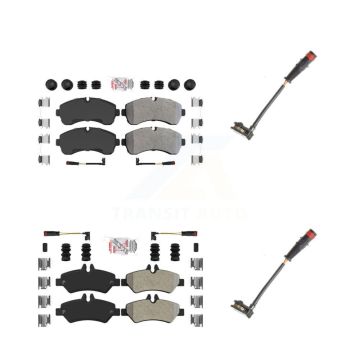 Front Rear Ceramic Disc Brake Pad Extra Wear Sensor Kit For 2009 Dodge Sprinter 3500 3.0L KNW-100088