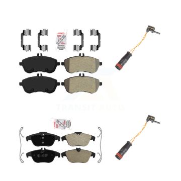 Front Rear Ceramic Disc Brake Pads And Wear Sensors Kit For Mercedes-Benz C300 C250 C230 KNW-100117