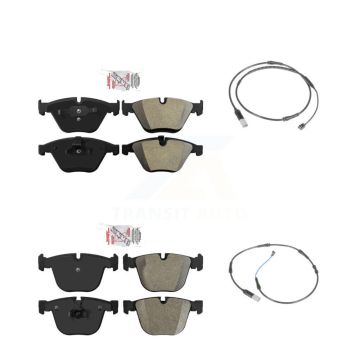 Front Rear Ceramic Disc Brake Pads And Wear Sensors Kit For 2010 BMW 535i Base with 3.0L KNW-100134