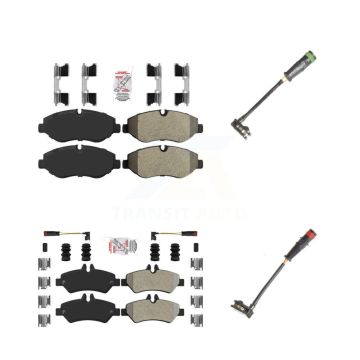 Front Rear Ceramic Brake Pads Extra Wear Sensor Kit For Sprinter 2500 Mercedes-Benz Dodge KNW-100143