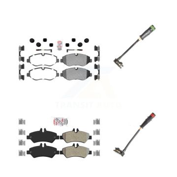 Front Rear Ceramic Brake Pads Extra Wear Sensor Kit For Sprinter 2500 Mercedes-Benz Dodge KNW-100144