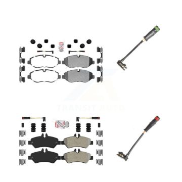 Front Rear Ceramic Brake Pads Extra Wear Sensor Kit For Sprinter 2500 Mercedes-Benz Dodge KNW-100145