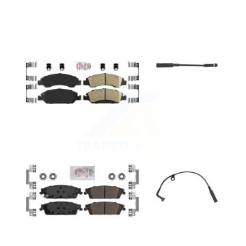 Front Rear Ceramic Brake Pad & Wear Sensor Kit For Chevrolet Silverado 1500 LD GMC Sierra KNW-100166