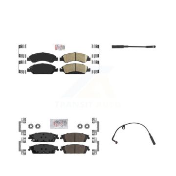 Front Rear Ceramic Brake Pad & Wear Sensor Kit For Chevrolet Silverado 1500 LD GMC Sierra KNW-100169