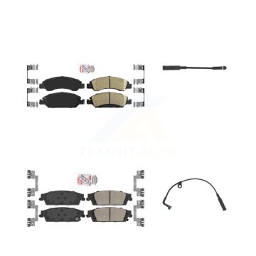 Front Rear Ceramic Brake Pad & Wear Sensor Kit For Chevrolet Silverado 1500 LD GMC Sierra KNW-100170