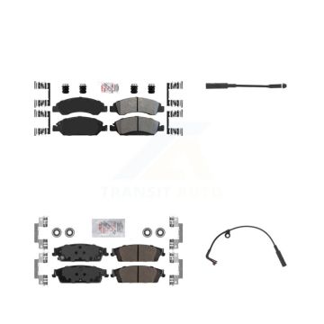 Front Rear Ceramic Brake Pad & Wear Sensor Kit For Chevrolet Silverado 1500 LD GMC Sierra KNW-100174