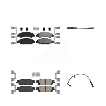 Front Rear Ceramic Brake Pad & Wear Sensor Kit For Chevrolet Silverado 1500 LD GMC Sierra KNW-100175