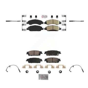 Front Rear Ceramic Brake Pad & Wear Sensor Kit For Chevrolet Silverado 1500 LD GMC Sierra KNW-100224