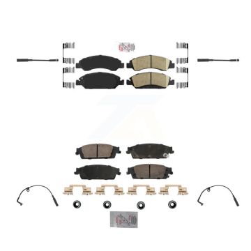 Front Rear Ceramic Brake Pad & Wear Sensor Kit For Chevrolet Silverado 1500 LD GMC Sierra KNW-100227