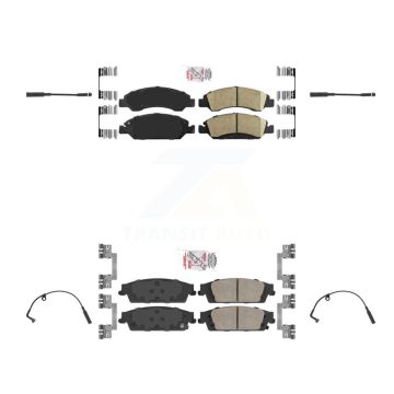 Front Rear Ceramic Brake Pad & Wear Sensor Kit For Chevrolet Silverado 1500 LD GMC Sierra KNW-100229