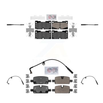 Front Rear Ceramic Brake Pad Extra Wear Sensor Kit For GMC Chevrolet Silverado 1500 Yukon KNW-100235