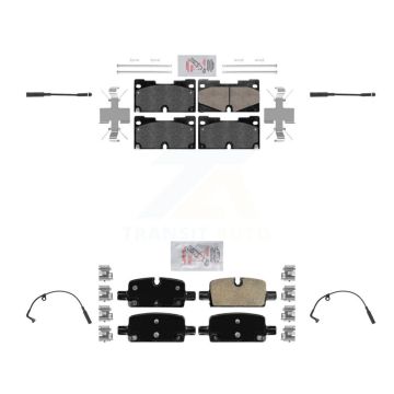 Front Rear Ceramic Brake Pad & Wear Sensor Kit For GMC Chevrolet Silverado 1500 Sierra XL KNW-100236