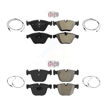 Front Rear Ceramic Disc Brake Pads And Wear Sensors Kit For 2010 BMW 535i Base with 3.0L KNW-100292