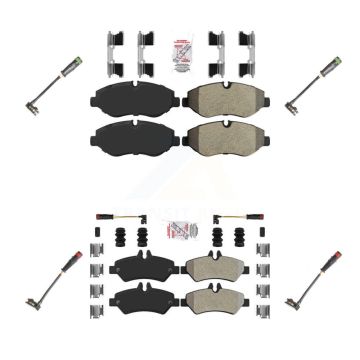 Front Rear Ceramic Brake Pads Extra Wear Sensor Kit For Sprinter 2500 Mercedes-Benz Dodge KNW-100297
