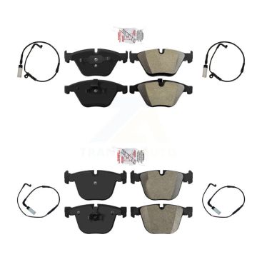 Front Rear Ceramic Disc Brake Pads And Wear Sensors Kit For BMW 550i 545i 645Ci KNW-100390