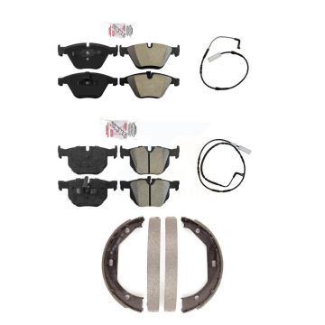 Front Rear Ceramic Disc Brake Pads And Wear Sensors Kit (5Pc) For BMW 335i 335d 3.0L KNW-100404