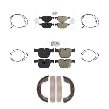 Front Rear Ceramic Disc Brake Pads And Wear Sensors Kit (7Pc) For 2009 BMW 750i 750Li KNW-100483