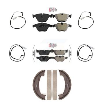 Front Rear Ceramic Brake Pad And Wear Sensor Kit (7Pc) For BMW 328i Sedan Coupe with 3.0L KNW-100492
