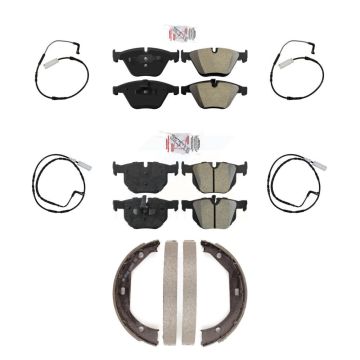 Front Rear Ceramic Disc Brake Pads And Wear Sensors Kit (7Pc) For BMW 335i 335d 3.0L KNW-100503