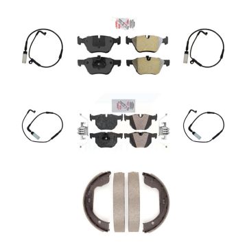 Front Rear Ceramic Disc Brake Pads And Wear Sensors Kit (7Pc) For BMW 525i KNW-100524