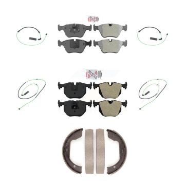 Front Rear Ceramic Disc Brake Pads And Wear Sensors Kit (7Pc) For 2005-2006 BMW M3 3.2L KNW-100531