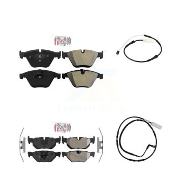 Front Rear Ceramic Disc Brake Pads And Wear Sensors Kit For 2011 BMW 328i 3.0L KNW-101113