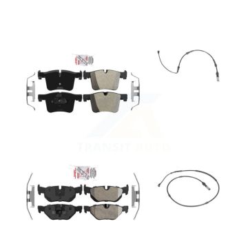 Front Rear Ceramic Disc Brake Pads And Wear Sensors Kit For 2012 BMW 320i 2.0L KNW-101117