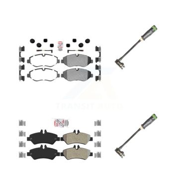 Front Rear Ceramic Brake Pad & Extra Wear Sensor Kit For 10-18 Freightliner Sprinter 2500 KNW-101122