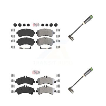 Front Rear Ceramic Disc Brake Pads & Extra Wear Sensor Kit For Freightliner Sprinter 3500 KNW-101124