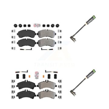 Front Rear Ceramic Disc Brake Pads & Extra Wear Sensor Kit For Freightliner Sprinter 3500 KNW-101126