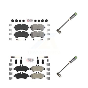 Front Rear Ceramic Disc Brake Pads & Extra Wear Sensor Kit For Freightliner Sprinter 3500 KNW-101127