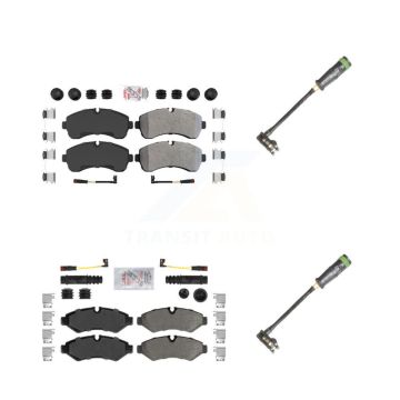 Front Rear Ceramic Brake Pads & Extra Wear Sensor Kit For Freightliner Sprinter 2500 3500 KNW-101129