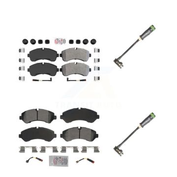 Front Rear Ceramic Disc Brake Pads & Extra Wear Sensor Kit For Freightliner Sprinter 3500 KNW-101131