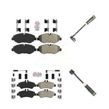 Front Rear Ceramic Disc Brake Pads & Extra Wear Sensor Kit For Freightliner Sprinter 2500 KNW-101135