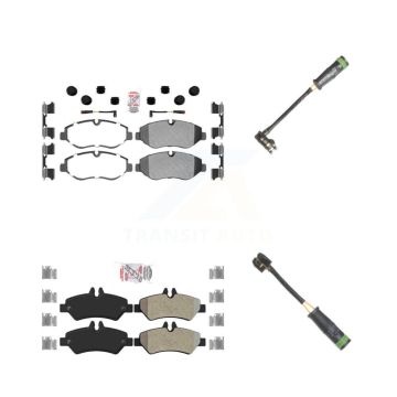 Front Rear Ceramic Disc Brake Pads & Extra Wear Sensor Kit For Freightliner Sprinter 2500 KNW-101136