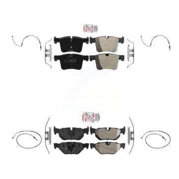 Front Rear Ceramic Disc Brake Pads And Wear Sensors Kit For 2012 BMW 320i 2.0L KNW-101143