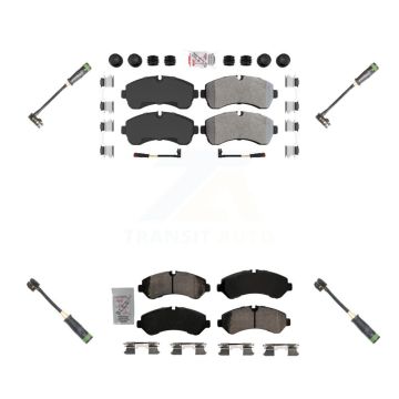 Front Rear Ceramic Disc Brake Pads & Extra Wear Sensor Kit For Freightliner Sprinter 4500 KNW-101148