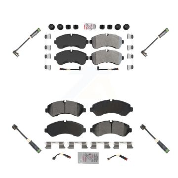 Front Rear Ceramic Disc Brake Pads & Extra Wear Sensor Kit For Freightliner Sprinter 4500 KNW-101149